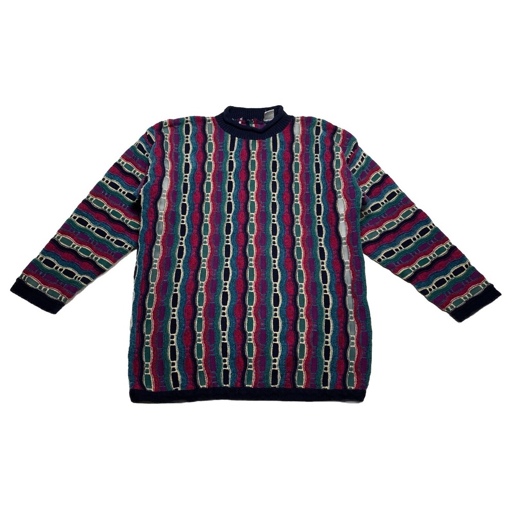 Vintage 3D Knit Coogie Style Sweater Size Large Multicolor